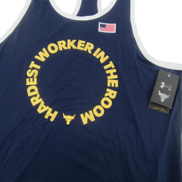 Under Armour Project Rock RWB USA Muscle Tank Top Mens Size Large Blue NEW - Picture 1 of 13